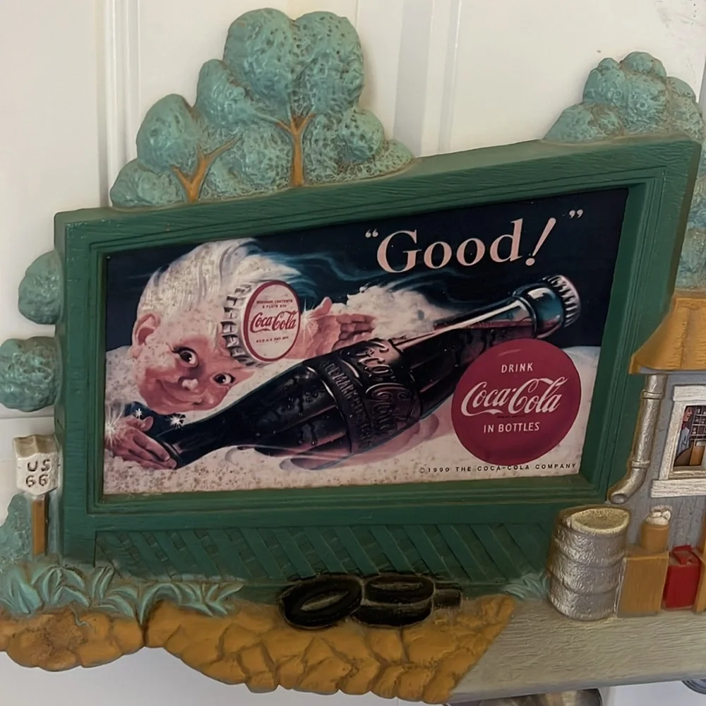 Vintage 90s Coca-Cola Gas Station Billboard Wall Clock